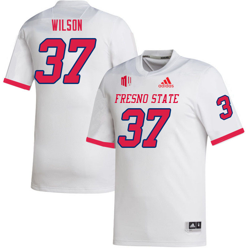 Men #37 Ryan Wilson Fresno State Bulldogs College Football Jerseys Sale-White - Click Image to Close